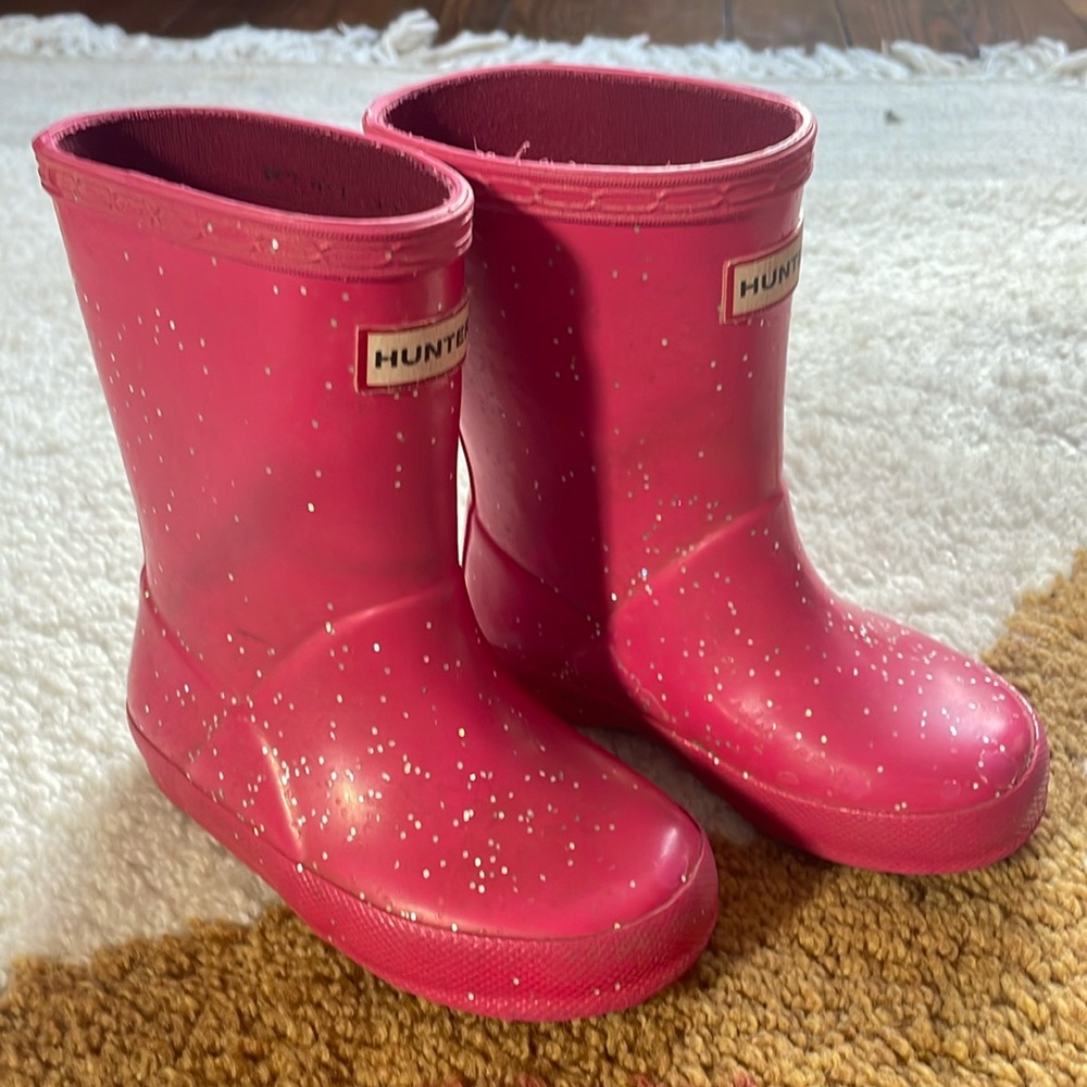 Hunter rain boots pink sparkle